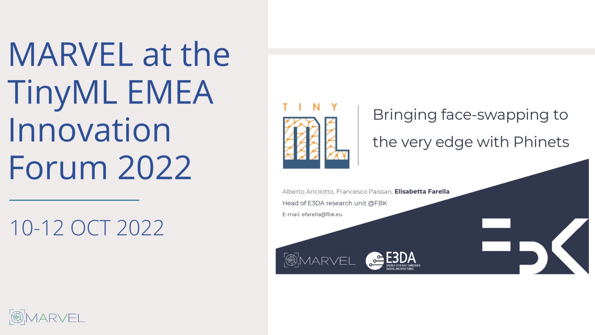 Read more about the article MARVEL at TinyML EMEA Innovation Forum 2022